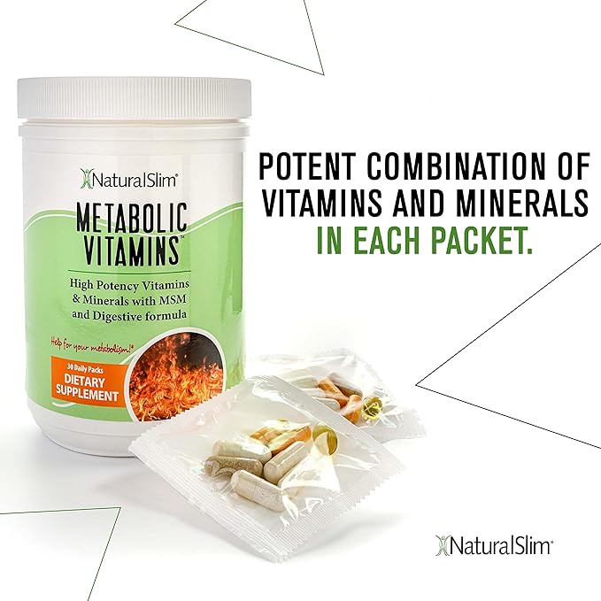 NaturalSlim Metabolic Vitamins - Combination of High Potency Multivitamins, Minerals, B Complex, Msm, & Digestive Formula Supplements for Men & Women - Energy & Metabolism Support - 2 Pack