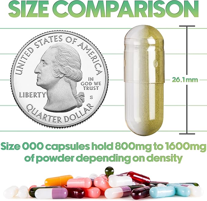 XPRS Nutra Separated Capsules Size 000-1000 Count Large Empty Gelatin Capsules Separated in Bags - Premium Clear Empty Capsules - Empty 000 Capsules - Pill Capsules Empty for DIY Supplement Filling