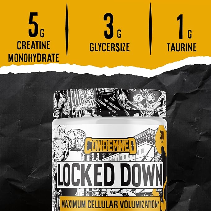 CONDEMNED Labz Locked Down | Creatine Performance Complex | Creatine Monohydrate, Glycerol, Taurine | Enhanced Hydration, Energy & Stamina | 30 Servings (Unflavored)