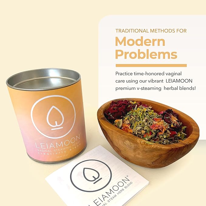 Yoni Steam Herbs Creativity Blend, Receptivity & Fertility Yoni Herbs for Cleansing and Toning, Use in V Steam Seat or Sitz Bath, Up to 11 Steams, 1.5 oz - Leiamoon