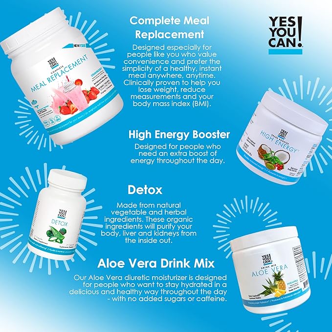 Yes You Can! Detox Plus Kit (Meal Replacement Duce de Leche, Aloe Vera Mango) - Complete Meal Replacement Powder, High Energy Shake Booster, Aloe Vera Detox Supplement, Health Transformation
