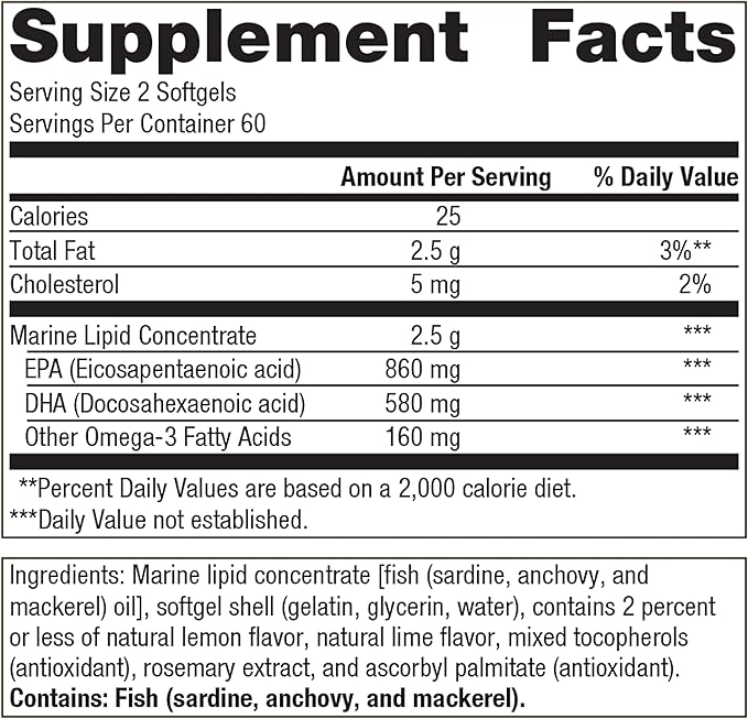 Metagenics OmegaGenics Fish Oil EPA-DHA 720- Omega-3 Fish Oil Supplement - for Heart Health, Musculoskeletal Health & Immune System Health* - with DHA & EPA - 120 Softgels