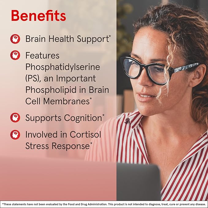 Jarrow Formulas PS100 Phosphatidylserine 100 mg, Dietary Supplement for Brain Health and Cognition Support, 120 Softgels, 40-120 Day Supply, Pack of 12
