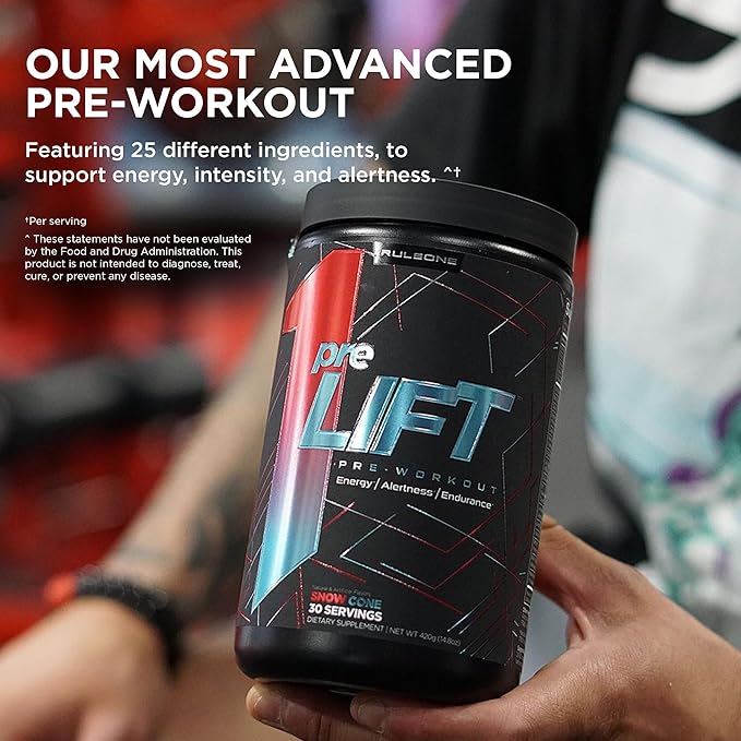 Rule 1 preLIFT Pre-Workout - 6g Citrulline, 3.2g Beta Alanine, 3 Caffeine Sources + 20 Others for Energy, Alertness, & Endurance (30 Servings, Fruit Punch)