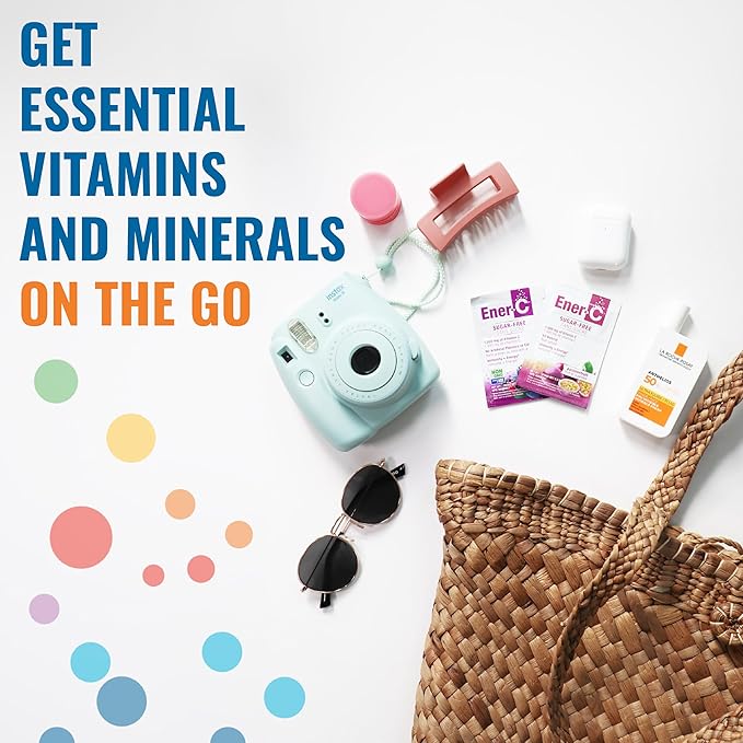 Ener-C Sugar Free Energy Orange Multivitamin Drink Mix Vitamin C 1000mg & Electrolytes - Natural Immunity Support with Real Fruit Juice Powders Non-GMO Vegan & Gluten Free - 30 Count