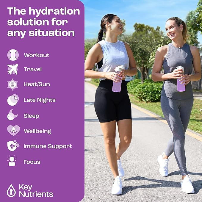 KEY NUTRIENTS Multivitamin Electrolytes Powder Packets - Delicious Acai Berry 20 Pack Hydration Packets - Travel Hydration Powder - No Sugar, No Calories, Gluten Free - Made in USA