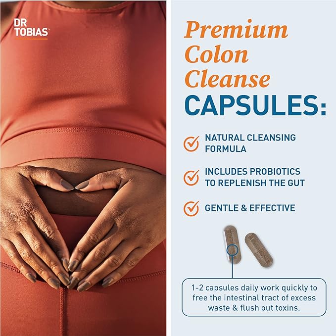 Dr. Tobias Colon 14 Day Cleanse, Advanced Gut Cleanse Detox for Women & Men with Cascara Sagrada, Psyllium Husk, Senna Leaf & Probiotics, Non-GMO Colon Cleanse, 2 Bottles of 28 Capsules (1-2 Daily)