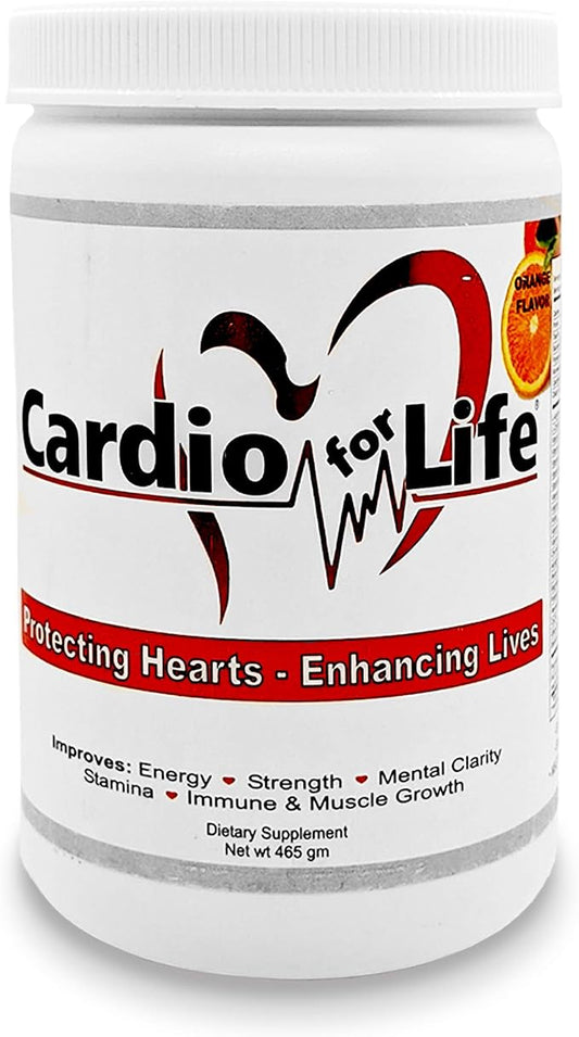 Cardio for Life L-Arginine Powder 16oz - Orange Natural Nitric Oxide Supplement Cardiovascular Increase Energy