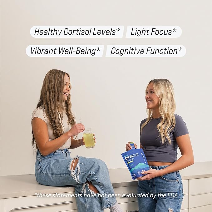 Nello Supercalm Drink Mix - Ashwagandha KSM 66, Magnesium Glycinate & L-Theanine Supplement, Vitamin D3 - Ashwagandha Root Extract - Focus and Relaxation Support (20 Travel Packets) - Lemon Lime
