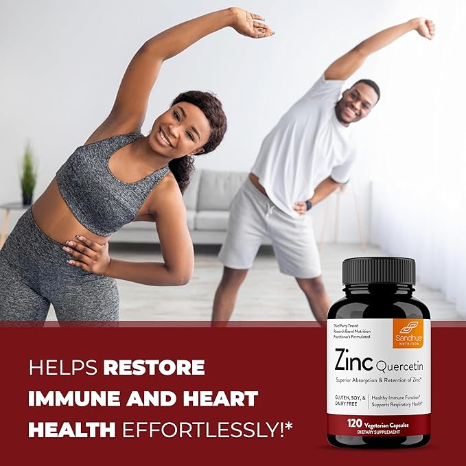 Sandhu's Zinc Quercetin 120 Vegetarian Capsules (Pack of 3) – Zinc Supplements for Antioxidant Immune Support Zinc for Men and Women