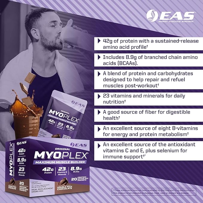 Original Myoplex Maximum Muscle Builder | Meal Replacement Protein Drink Mix | Quality Protein Blend | 42g Protein | 20 Individual Packets (Frootie Cereal)