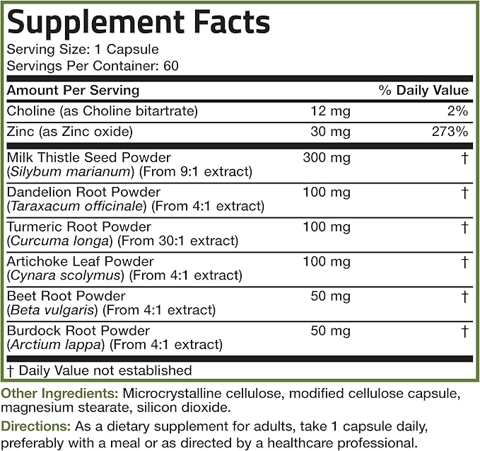 Bronson Liver Detox Advanced Detox & Cleansing Formula Supports Health Liver Function with Milk Thistle, Dandelion Root, Turmeric, Artichoke Leaf & More, Non-GMO, 60 Vegetarian Capsules