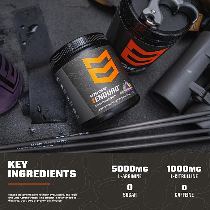 MTN OPS Enduro Nitric Oxide Supplement & Stim-Free Pre Workout - 30 Servings - with Magnesium Citrate, Beet Root Powder, Niacinamide, L Arginine & L Citrulline - Bugle Berry Flavor