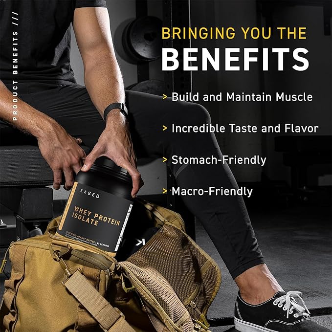 Kaged Whey Protein Isolate Powder | PB Chocolate | 100% Pure Low Lactose Whey | Post Workout Recovery Drink | Support Muscle-Building | 25g per Serving | Amazing Taste, Easy Mix for Shake | 25 Serving