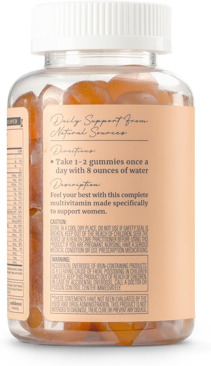 Wink Well Women's Daily Complete Multivitamin Gummy for Glowing Skin, Full Hair and Strong Nails with Immune System Support, 60 Count