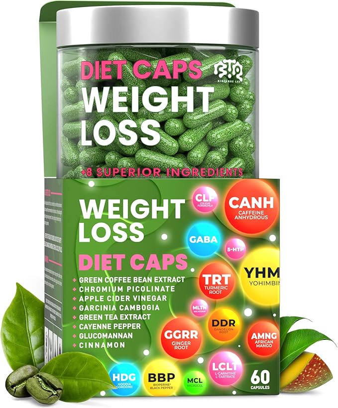 Bioteque Lab Weight Loss Diet Capsules, Natural Appetite Suppressant, Fat Burner for Women and Men with Apple Cider, Green Coffee Bean Extract, Cinnamon, Cayenne Pepper Metabolism Booster