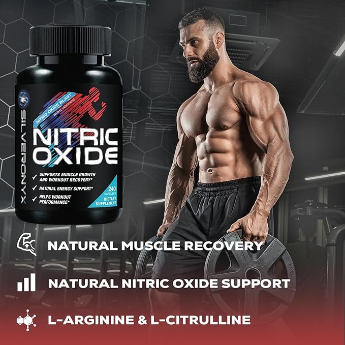 Extra Strength Nitric Oxide Supplement L Arginine 3X Strength - Citrulline Malate, AAKG, Beta Alanine - Premium Muscle Supporting Nitric Booster for Strength & Energy to Train Harder - 240 Capsules