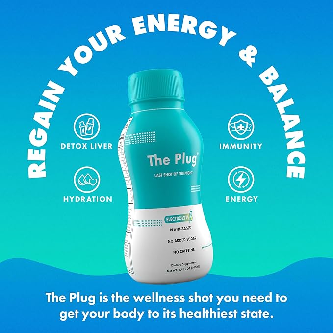 The Plug Liver Cleanse Detox & Repair Drink - Plant Based Herbal Electrolyte Drink for Liver Support & Health, Bloating Relief, Restore Antioxidants & Minerals | Liver Complex Energy Drink (6-Pack)