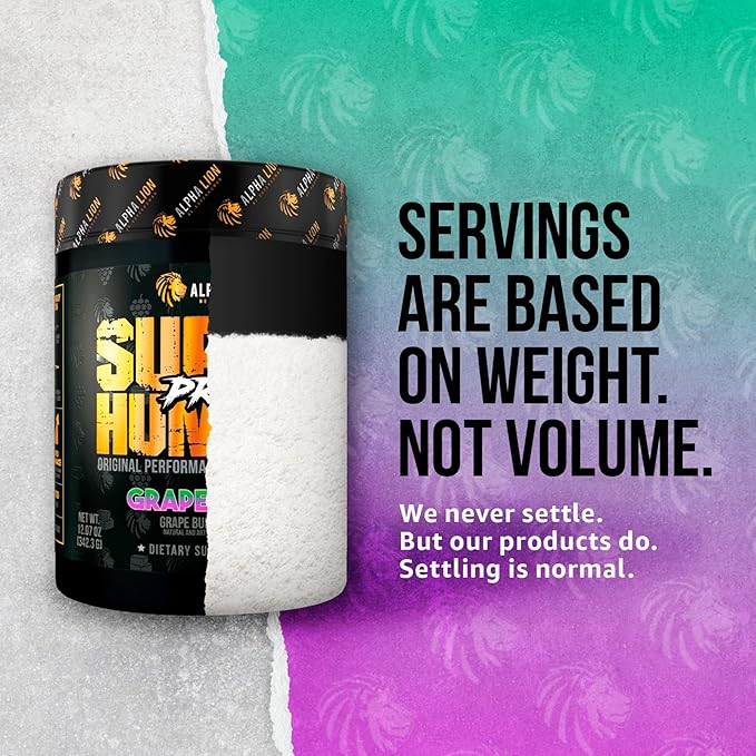 ALPHA LION Superhuman Pre Workout Powder, Beta Alanine, L-Taurine & Tri-Source Caffeine for Sustained Energy & Focus, Nitric Oxide & Citrulline for Pump (21 Servings, Grapezilla)