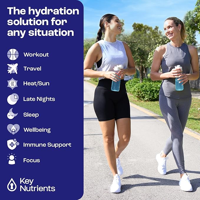 KEY NUTRIENTS Multivitamin Electrolytes Powder Packets - Delicious Blueberry Lemonade 20 Pack Hydration Packets - Travel Hydration Powder - No Sugar, No Calories, Gluten Free - Made in USA
