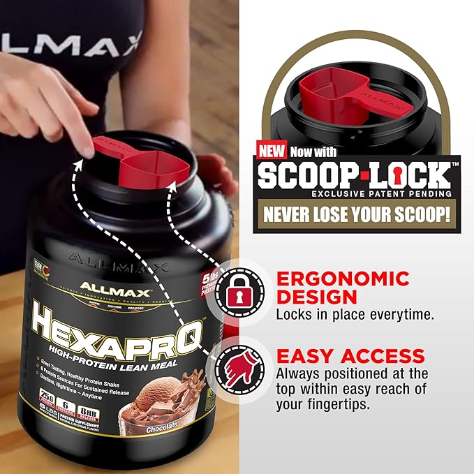 ALLMAX HEXAPRO, Cookies & Cream - 2 lb - 25 Grams of Protein Per Serving - 8-Hour Sustained Release - Zero Sugar - 21 Servings