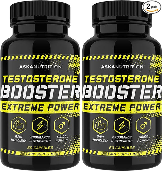 Testosterone Booster for Men - Male Enhancing Supplement with Horny Goat Weed & Tongkat Ali - Muscle Builder Enlargement Pills - Natural Test Booster Increased Desire, Energy, Stamina, Libido (2 PACK)