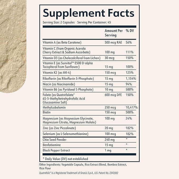 Cielo Rise Multivitamin for Women and Men - Vitamin A, C, D3, E K2, & More - Magnesium Glycinate, Citrate, and Malate for Digestive Support - Complete Daily Nutrition (45 Day Supply)