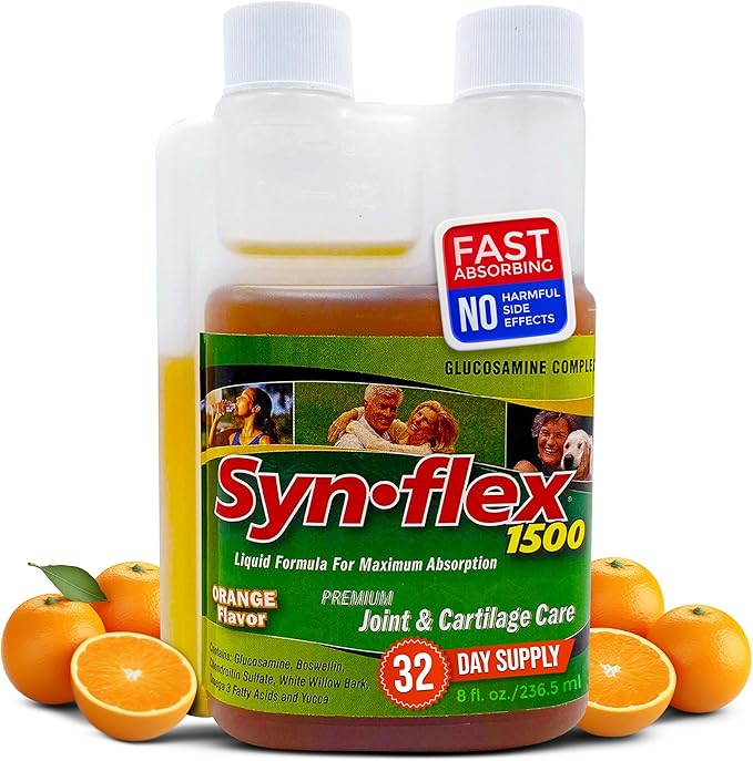 1500 - Liquid Glucosamine Juice Formula - Helps Support Joint, Cartilage Health - Chondroitin Sulfate Drink Supplement for Men, Women - Mandarin Orange Flavor (32 Day Supply)