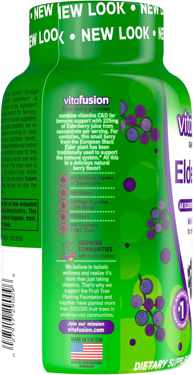 Vitafusion Elderberry Gummy Vitamins, 90ct Elderberry Gummy Vitamins, Chewables, 90 Count