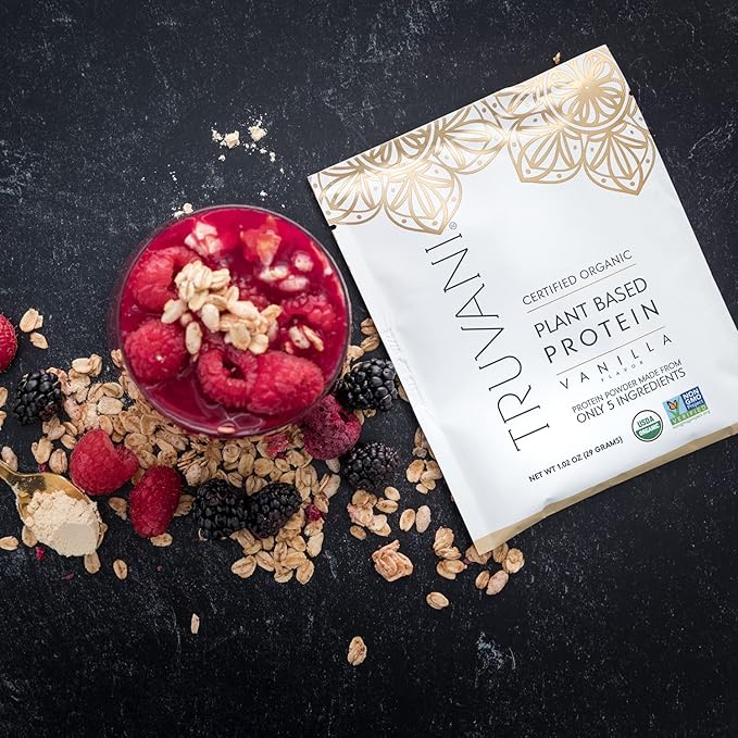 Truvani Vegan Pea Protein Powder | Vanilla | 20g Organic Plant Based Protein | 1 Serving | Keto | Gluten & Dairy Free | Low Carb | No Added Sugar