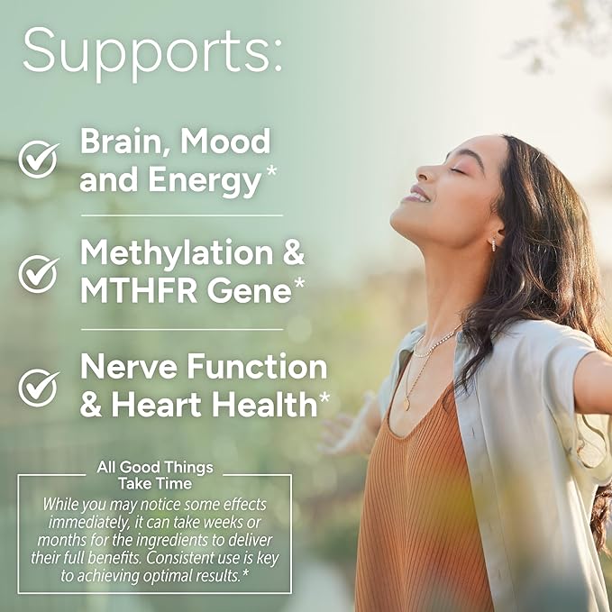 L-Methylfolate 15mg plus Methyl B12, D3, Taurine & NAC | 5-MTHF (Bioactive B9) Professional Strength | Methylated Vitamins to Support Mood, Nerve Health & Methylation* | MTHFR Supplement | 60 Capsules