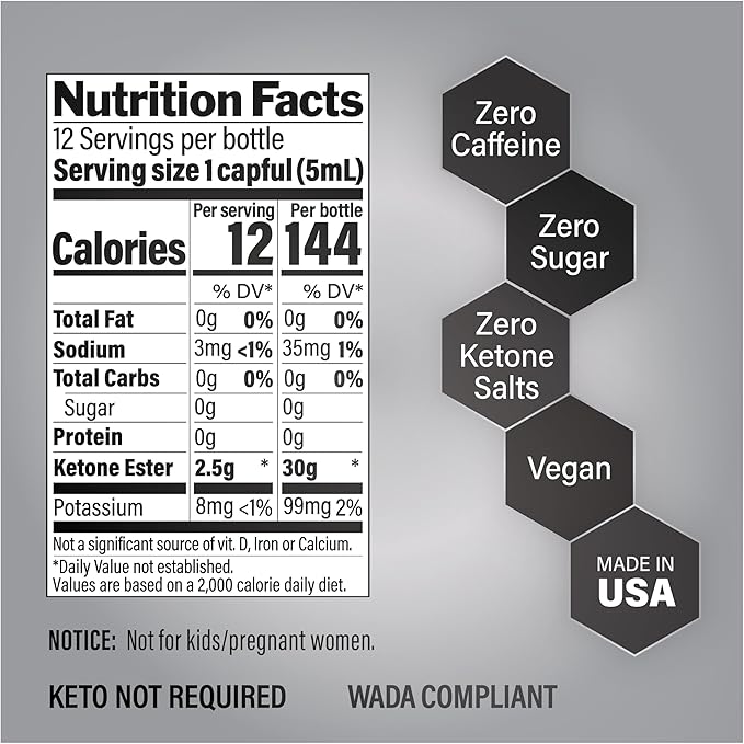 KetoneAid KE4 Pro Ketone Ester Drink | Not a Ketone Salt, No Sugar, No Caffeine | Exogenous D-BHB Ester | 12 Serving Per Bottle (1 Count)