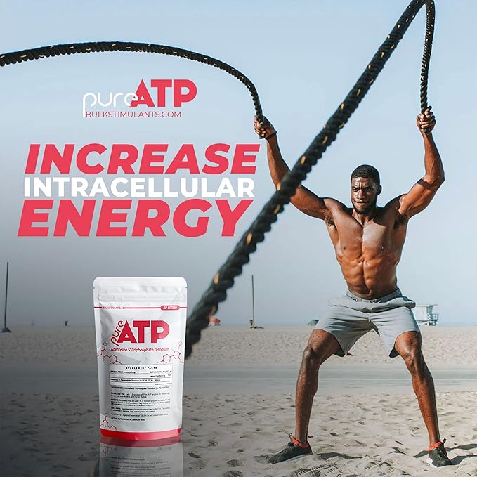 BulkStimulants Pure ATP Adenosine Triphosphate Powder - Increase Energy, Endurance, Strength, Recovery & Muscle Pump, Faster Than Creatine HMB & Nitric Oxide, Natural Pre Workout Supplement - 20 Grams