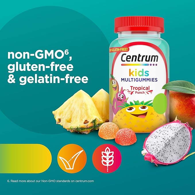 Centrum Kids Multivitamin Gummies, Stocking Stuffer, Tropical Punch Flavor Made With Natural Flavors, 150 Count, 150 Day Supply