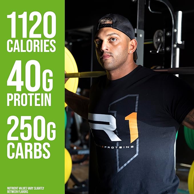 Rule One Proteins, Mass Gainer-Strawberries & Crème, High-Calorie Weight Gain Formula w/ 1,220+ Calories, 250g+ Complex Carb Blend, 40g All-Whey Protein, 8g Fat Per Serving, 6 Pounds, 8 Servings