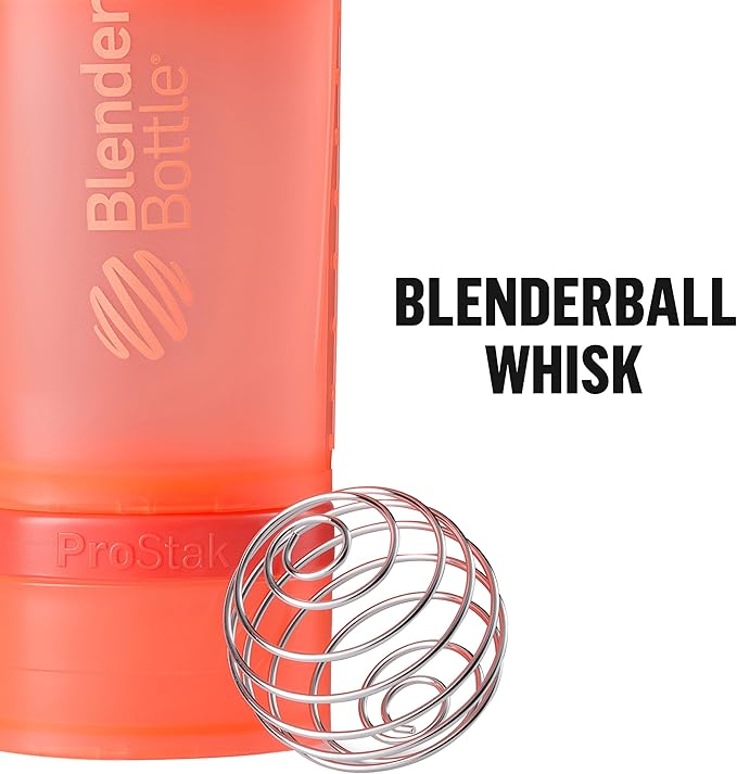 BlenderBottle Shaker Bottle with Pill Organizer and Storage for Protein Powder, ProStak System, 22-Ounce, Pebble Grey