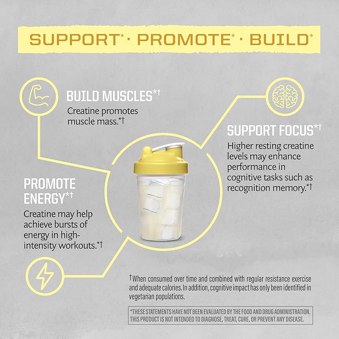 Creatine Monohydrate Powder Micronized PreWorkout Recovery Supplement | Support Muscle Building Strength Training Cognition | Vegan & Keto Friendly, Easily Mixes (50 Servings) Lemonade Active Creatine