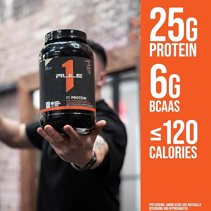 Rule One Proteins R1 Protein - 25g Fast-Acting, Super-Pure 100% Isolate and Hydrolysate Protein Powder with 6g BCAAs (2 Pounds*, Lightly Salted Caramel)