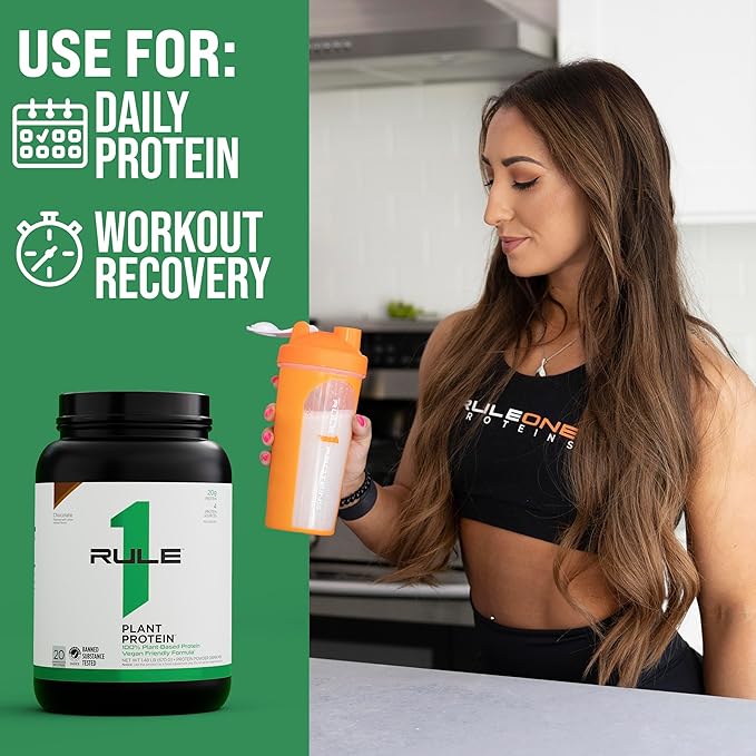 Rule One Proteins, R1 Plant Protein - Vanilla Crème, 20g Plant-Based Protein from 4 Protein Sources, 9 EAAs, Vegan and Paleo Friendly, Gluten Free, 1.5 Pounds, 20 Servings