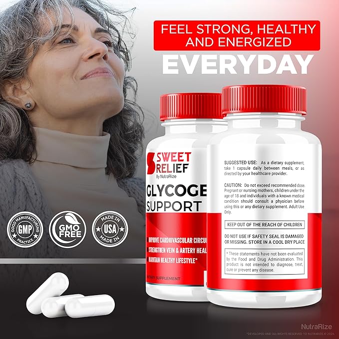 (5 Pack) Sweet Relief Glycogen Support - Sweet Relief Glycogen Capsules, Sweet Relief Blood Vessel Cleaner, Advanced Formula for Overall Wellness, Reviews (300 Capsules)