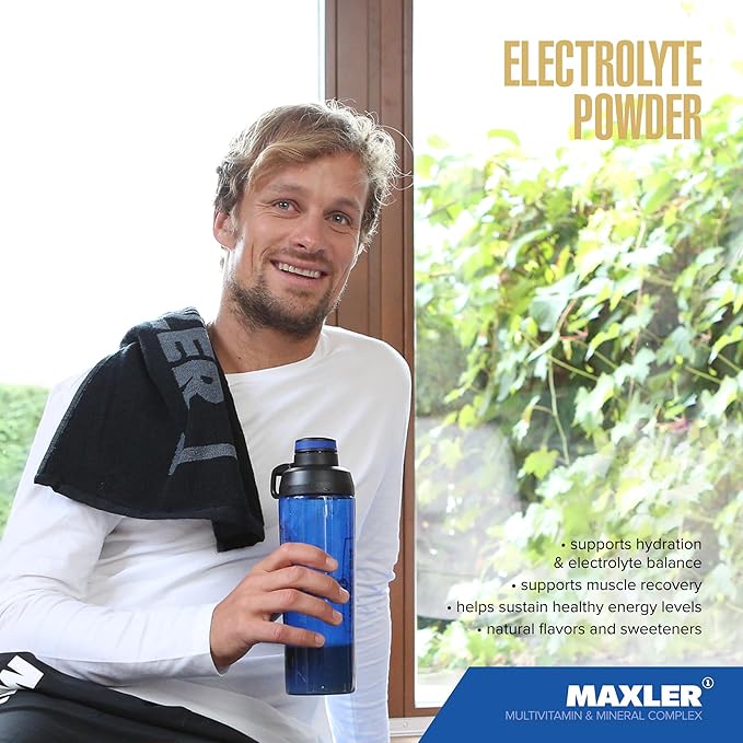 Maxler Electrolyte Powder - Hydration Powder Electrolyte Drink Mix with Trace Mineral Complex - Keto Electrolytes Powder with Natural Flavors and Sweeteners - 30 Servings - Lemon-Raspberry