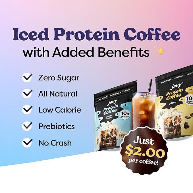 Javvy Snickerdoodle Protein Coffee - Premium Whey Protein & Instant Iced Coffee - 100% Arabica Coffee - Zero Artificial Flavors & Sweeteners, 20 Servings