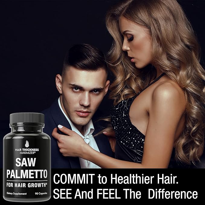 Saw Palmetto for Women and Men Hair Loss. Extra Strength Vitamin Treatment Designed for Thicker, Stronger Hair Growth and Less Shedding. DHT Blocker Capsules Powder Supplement. 1200 mg 3 Pill Serving