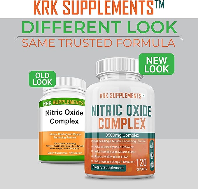 2 Bottles Nitric Oxide Complex 3500mg Per Serving L-Arginine HCL AAKG AKG Alpha Ketoglutarate Citrulline Malate 240 Total Capsules