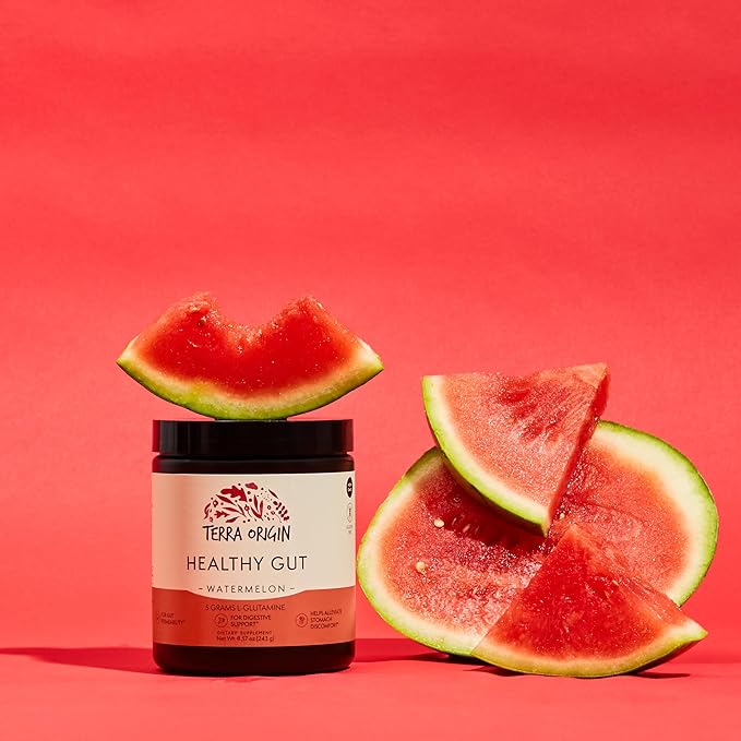 TERRA ORIGIN Healthy Gut Watermelon | 30-Servings with L-Glutamine, Zinc, Glucosamine, Slippery Elm Bark, Marshmallow Root and More!