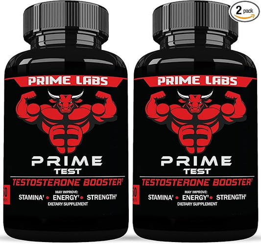 Prime Labs - Men's Testosterone Booster (2 Pack) - Stamina, Endurance, & Strength Booster - 120 Caplets