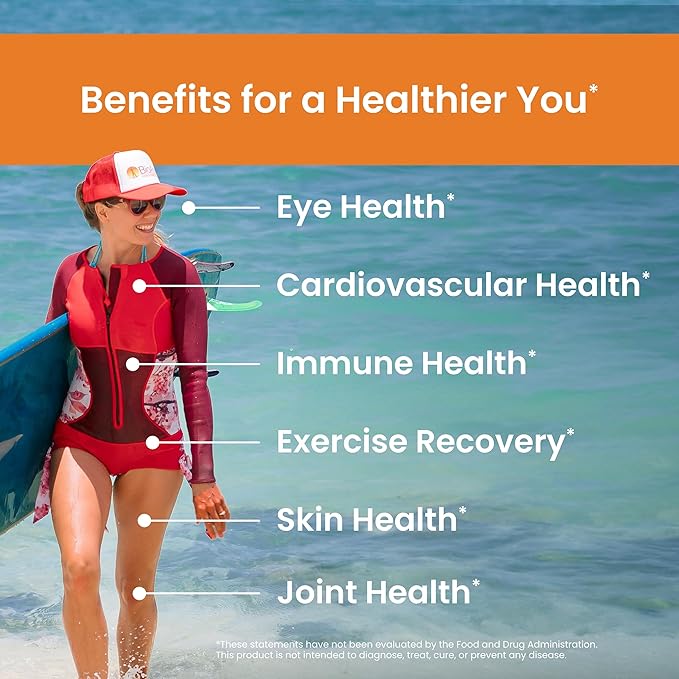 Nutrex Hawaii BioAstin Hawaiian Astaxanthin - 12mg, 60 Softgels - Farm-Direct Premium Antioxidant Supplement to Support Eye, Skin, Joint & Immune System Health - Non-GMO & Gluten-Free