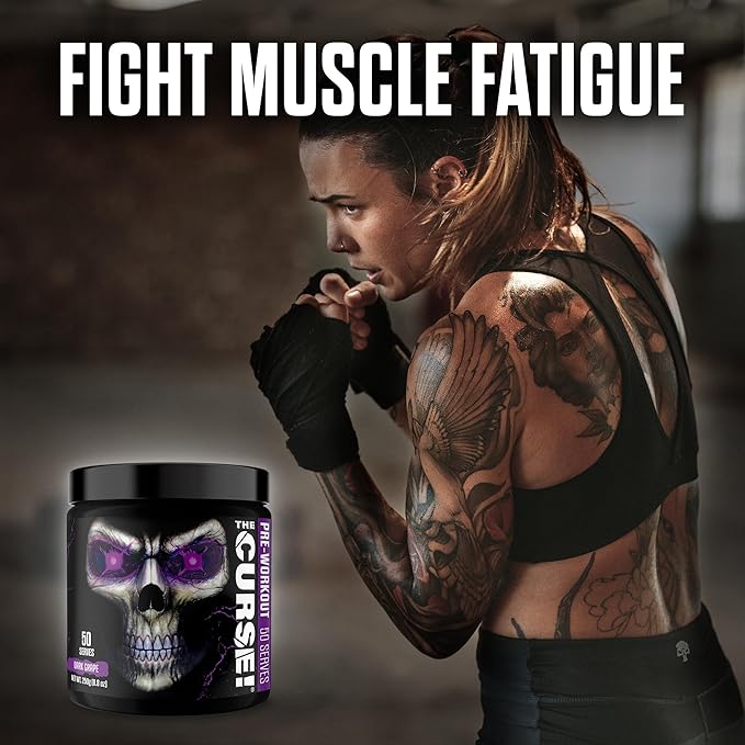 JNX SPORTS The Curse! Pre Workout Powder - Dark Grape 50 Servings | Preworkout: Boost Strength, Energy + Focus for Men & Women | Caffeine, Beta-Alanine, Creatine & L-Citrulline