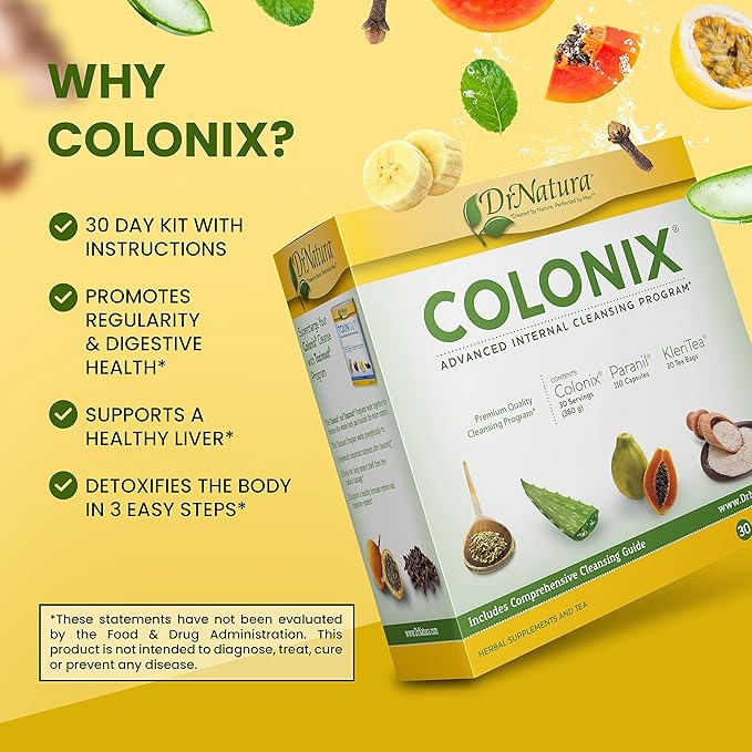 Colonix Kit Whole Psyllium Husk Powder for Colon Cleanse, 30 Day Pack Colon Cleanser (16 oz)