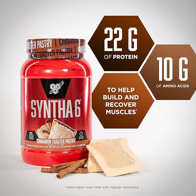 BSN SYNTHA-6 Whey Protein Powder with Micellar Casein, Milk Isolate, Cinnamon Toaster Pastry, 28 Servings (Packaging May Vary)